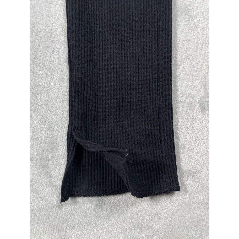 Uniqlo Ribbed Leggings Womens XS Black Stretch Slim Flare Pants Ankle Slit - Picture 5 of 11